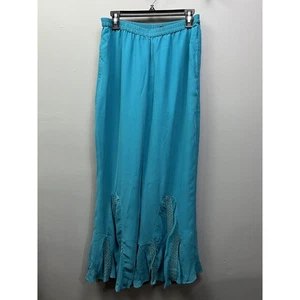 Antthony Pants Womens medium Wide Leg Pull On Embellished Festival teal Blue - Picture 1 of 7