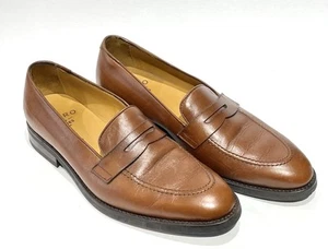 Quero Brown Leather Penny Loafers 42 / 8.5 Hand Made Spain Goodyear Welted Sole - Picture 1 of 13
