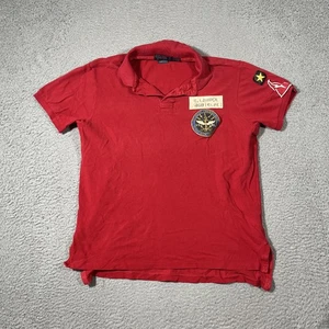 Polo Ralph Lauren Polo Shirt Mens L Red Naval Training Fortis Tigrim Tiger Rugby - Picture 1 of 10