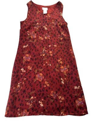 Y2K 复古 90 年代 Jaclyn Smith 太阳裙内衬无袖花卉动物女式 6 — 第 1/4 张图片