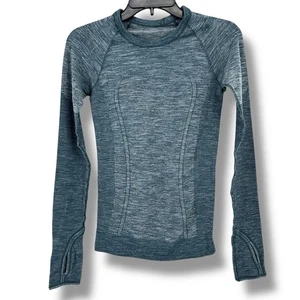Lululemon Swiftly Wollpullover Shirt Damen Größe 6 U-Boot grün weiß - Bild 1 von 4