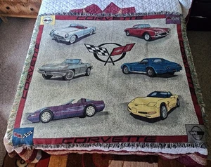 Vintage Chevrolet Chevy Corvette Tapestry Afghan Throw Blanket Millstreet Design - Picture 1 of 5