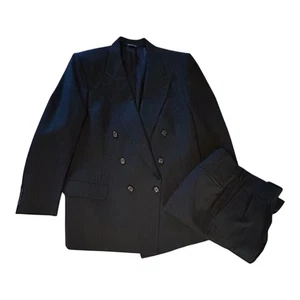 De Colección Burberrys’ Traje Hombre’s 44R Gris Rayas Doble Pecho Lana Pantalones 34 x 31 - Imagen 1 de 24