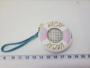Betsey Johnson Striped Vacay Nautical Anchor Coin Purse Wristlet Bag - Picture 1 of 5