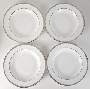 4 Wedgwood Vera Wang Grosgrain Rimmed Soup Plate Salad Bowl 9" Platinum Trim - Picture 1 of 11