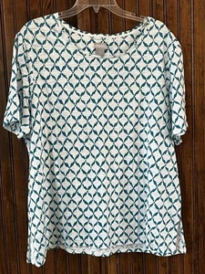 Camisa CHICO'S Talla 3 XL Mujer Azul Geométrica Abotonada Espalda Elástica - Imagen 1 de 9