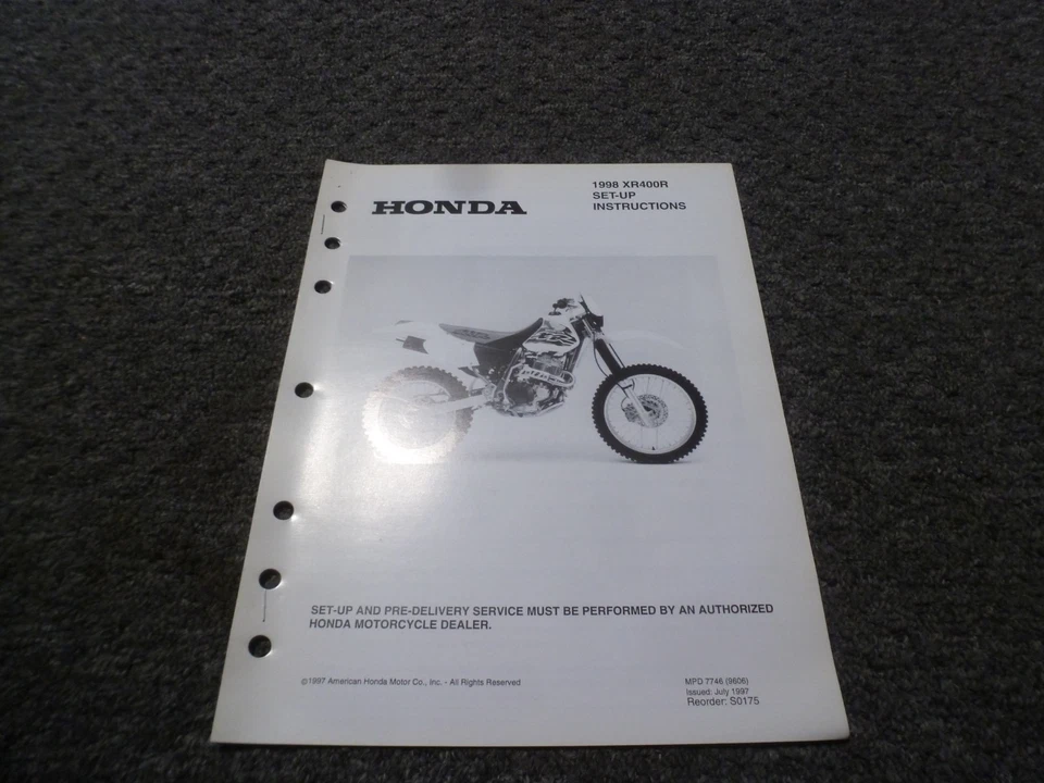 Honda XR400R 1998 moto cross instrucciones de configuración manual del propietario xz Foto 1 de 1