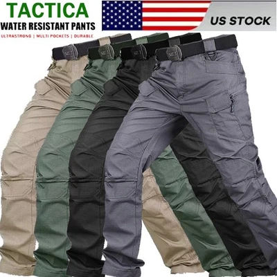 Mens Pants Casual Cargo Jogger Tactical Outdoor Sweatpants Waterproof Trousers - Image 1 of 4