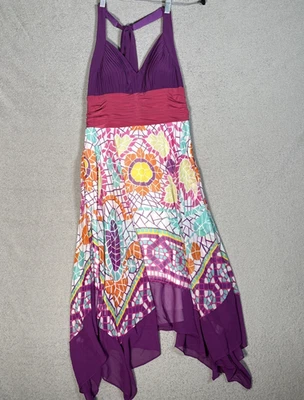 Vestido Pañuelo Babydoll Halter Sangría Talla 8 Midi Dopamina Pasteles Foto 1 de 4