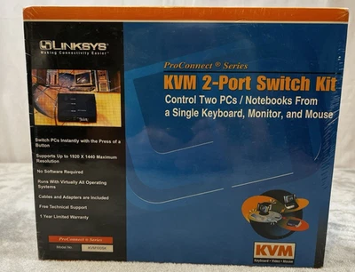 Linksys ProConnect KVM 2-Port Switch Kit  Model # KVM100SK  Sealed - Image 1 of 4