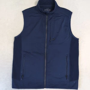 Vineyard Vines Mens Med Blue Performance Mountain Sweater Vest Utility Fleece - Picture 1 of 8