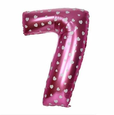 Pink Foil Balloon Number 7 Birthday Age Party Wedding Inflatable Banner Decor - Image 1 of 3