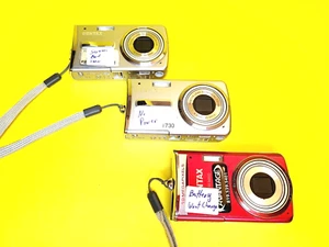 LOT 3x PENTAX DIGITAL VIDEO PHOTO CAMERAS OPTIO L50 OPTIO M60 5X ZOOM RED SILVER - Picture 1 of 14