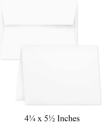 H&S PAPER Blank White Greeting Cards with Envelopes - Bulk Set of 50
