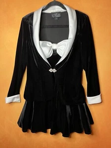Alex Evenings 2 Piece Black Velvet Dress And Jacket Set Med/S NYE Party Bow Tie - Picture 1 of 23