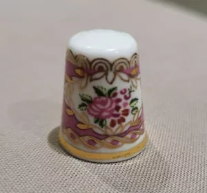 Hammersley Bone China Coleccionable Rosa Diseño Floral Dedal Inglaterra - Imagen 1 de 5