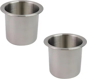2 PCs Stainless Steel Cup Holder - 3.5" Metal Sofa Recliner & Boat Insert - Picture 1 of 5