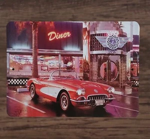 1965 Red Corvette at Diner 12"x8"  Metal Poster Sign NEW - Picture 1 of 2