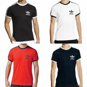 Adidas Men's T-Shirt Original Short Sleeve 3 Stripe Essential California Tee - Picture 1 of 20