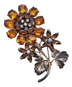 Broche Enorme De Colección C.1940 Ramo de Flores REJA Firmado Deja 187ka - Imagen 1 de 2
