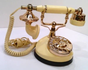 ✅ Vintage~Classic~French Phone~Rotary Telephone~Cream Brass~TTS-900 - Picture 1 of 7