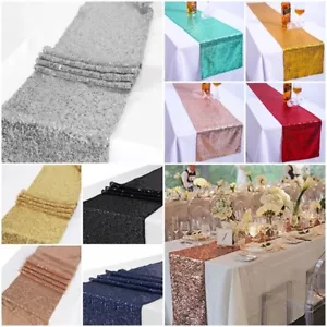 Paillettes Tavolo Runner Glitter Scintillante Lucido Materiale Bling Tessuto Decorazione Matrimonio - Foto 1 di 45