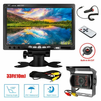 Super Clear 7" Wired Monitor Rear View Backup Camera for Farm Tractor Truck RV - Image 1 of 4