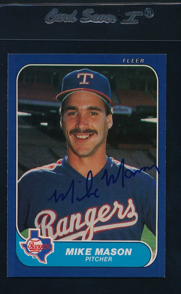 1986 Fleer #565 Mike Mason Rangers Signed Auto *29568 - Image 1 of 1