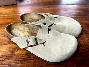 Birkenstock Boston Clog in Taupe Suede Leather Soft Footbed - Unisex EU 38 READ - Picture 1 of 7