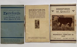 South Dakota Catalogs Herefords Annual Sale Lot of 3 - 1918, 1919 & 1920 - Picture 1 of 11