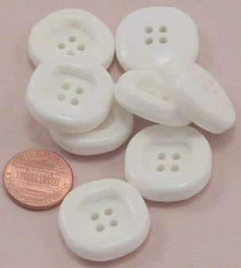 8 Thick Concave Square White Plastic Sew-through Buttons 7/8" 23mm # 7086 - Picture 1 of 1