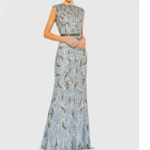 New | Mac Duggal Embellished Illusion Cap Sleeve Column Gown 12 | 5532 - Picture 1 of 10