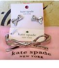 NWT Kate Spade Skinny Mini Bow Bangle Silver With Stud ( SET)