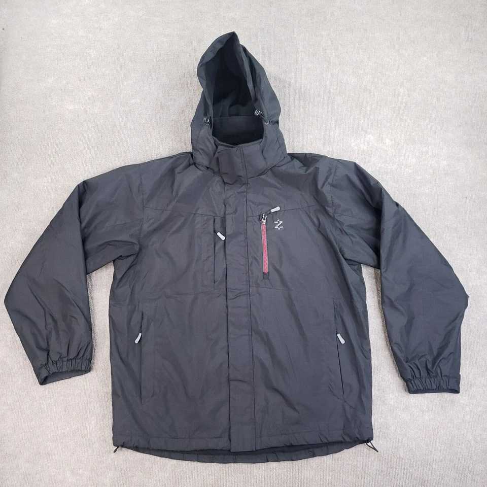 Chaqueta de Invierno Izod Para Hombres Mediana Negra Cremallera Completa Con Capucha Forrada de Vellón Abrigo Informal Foto 1 de 4