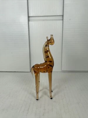 Estatuilla de arte en vidrio vintage jirafa de pie 3 3/4" de alto Foto 1 de 4