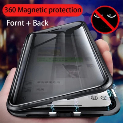 360 Magnetic Protection Privacy Double Glass Case For iPhone 15 14 Pro Max 13 12 - Image 1 of 4