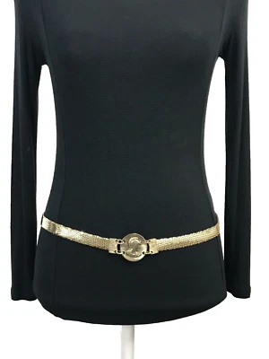 Cinturón para mujer pequeño-mediano dorado de colección malla metálica medallón romano glamour discoteca clásica Foto 1 de 4