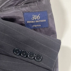 Brooks Brothers 346 Stretch Blazer 48R Wool Lycra Blend Suit Jacket Pinstripe - Picture 1 of 12