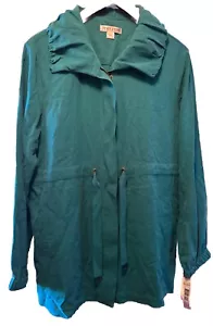 Pendleton Damen türkisgrün 100 % Seide Reißverschluss vorne Gürtel Jacke neu mit Etikett (168 $) - Bild 1 von 9