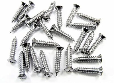 #8 x 3/4" Phillips Oval Head Chrome Trim Screws #6 Head (Qty 25) #2017 - Image 1 of 3