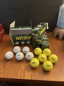 Lot of 11 Nitro Distance Blaster Golf Balls New 6 Yellow 5 White In Boxes - Picture 1 of 23