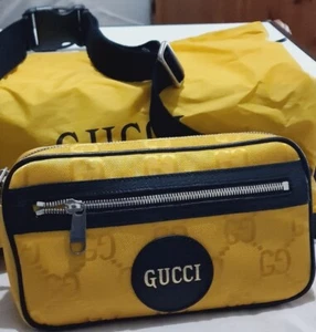 Gucci Off The Grid Yellow Nylon Leather Trim Belt Bag - Picture 1 of 13