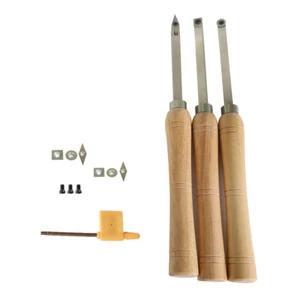 3 Piece Set Carbide Woodturning Tool Mini Size Includes Diamond Shape Round - Picture 1 of 10
