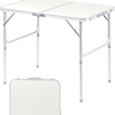 Höhenverstellbarer Klapptisch 90x60cm Gartentisch Outdoortisch wetterfest - Bild 1 von 4