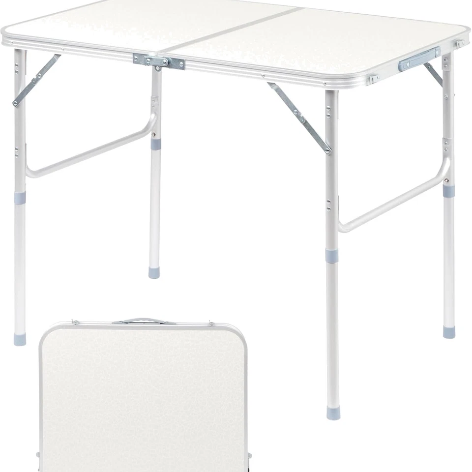 Höhenverstellbarer Klapptisch 90x60cm Gartentisch Outdoortisch wetterfest - Bild 1 von 4