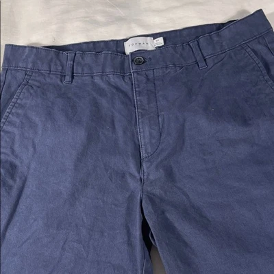 Topman Hombre Azul Marino Resistente 1978 Frente Plano 8" Chino Shorts - Talla 34 Foto 1 de 4
