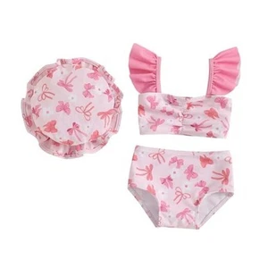 Toddler Baby Girl Swimsuit Infant Fly Sleeve Swimwear Tank Tops with Shorts - Picture 1 of 8
