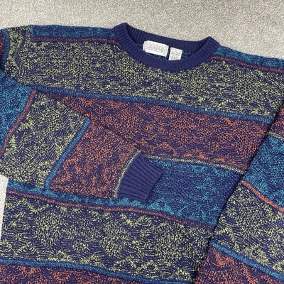 Sweater Graphix Sweater Mens L 90s Grandpa Striped Geometric Winter Vintage - Image 1 of 4