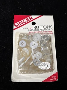 Vintage Sänger Paket 150 verschiedene runde Knöpfe MIP - Bild 1 von 2