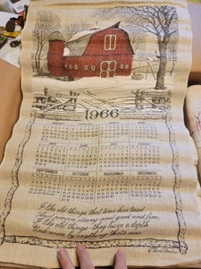 1966 Vintage calendar Dish Towel Farm - Picture 1 of 1